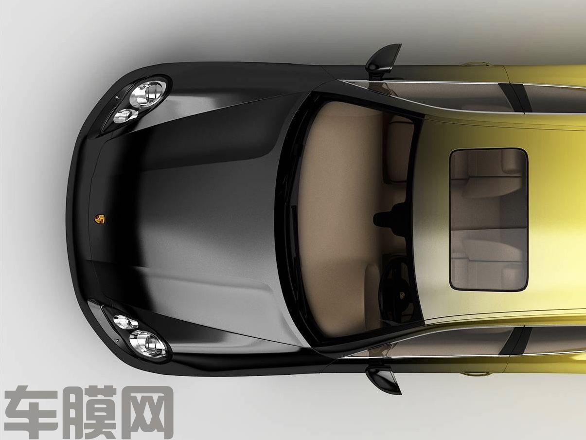 保时捷Panamera 黑黄渐变改色膜 效果图