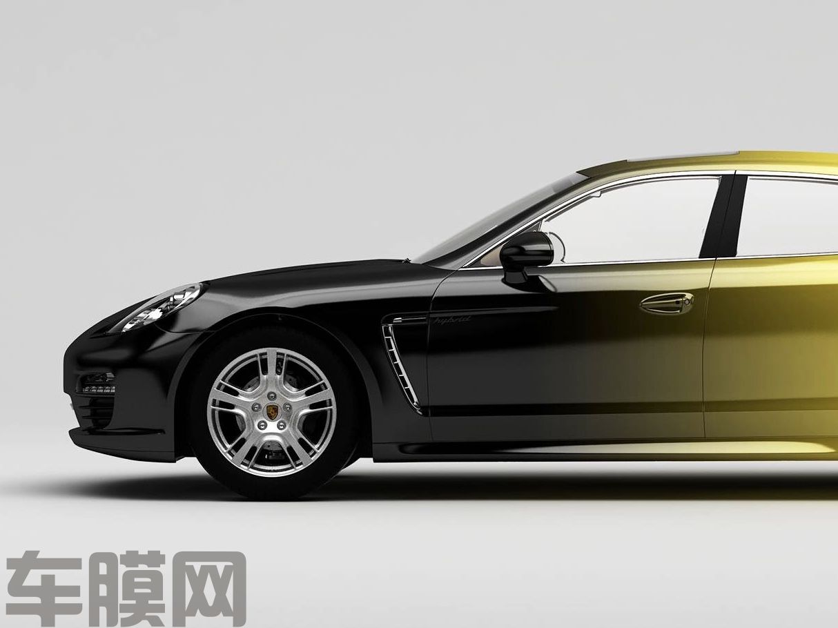 保时捷Panamera 黑黄渐变改色膜 效果图