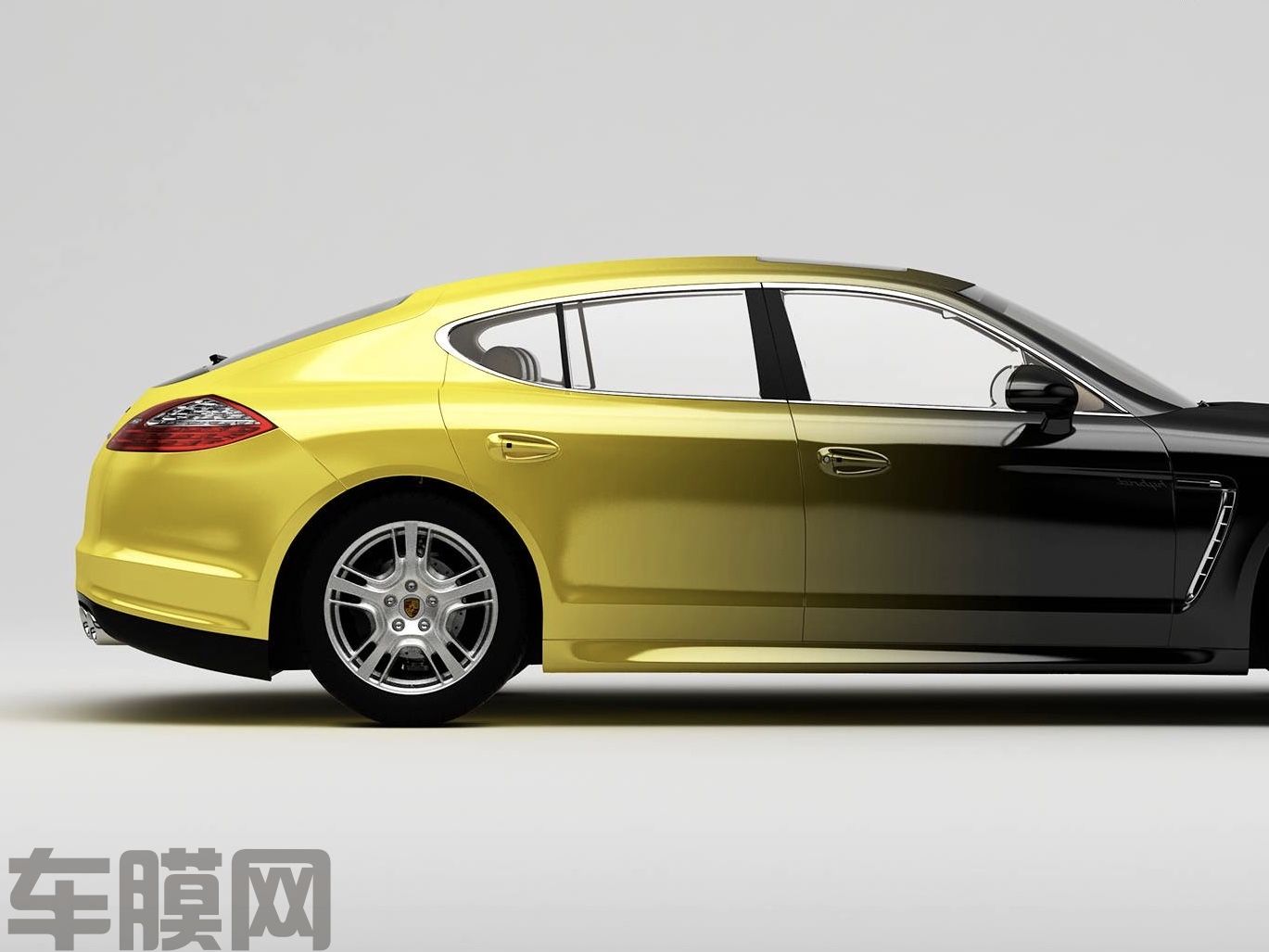 保时捷Panamera 黑黄渐变改色膜 效果图