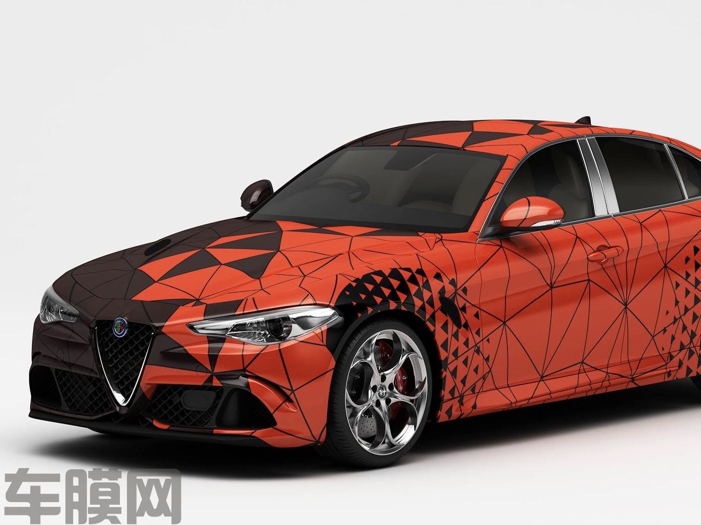阿尔法罗密欧朱丽叶 黑红双拼格子迷彩 效果图