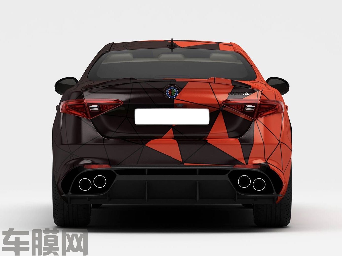 阿尔法罗密欧朱丽叶 黑红双拼格子迷彩 效果图