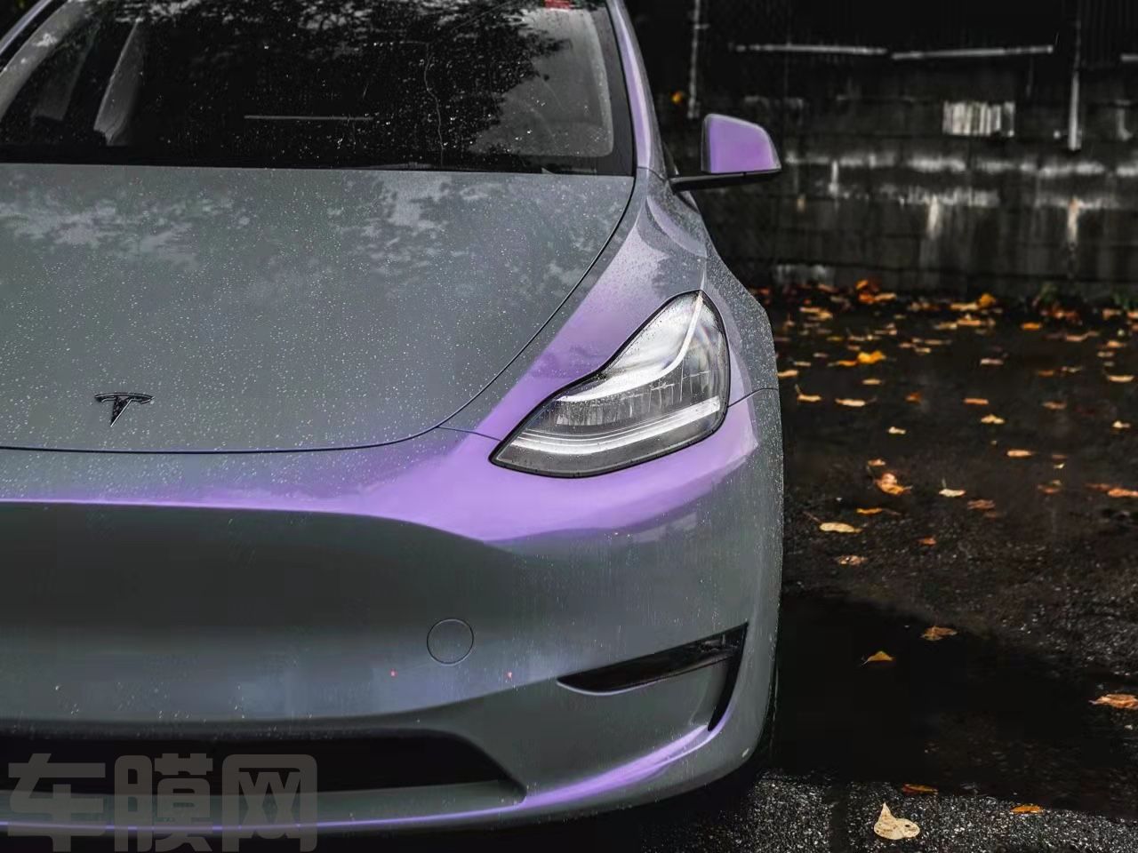 特斯拉Model Y 梦幻灰魅紫改色膜 效果图