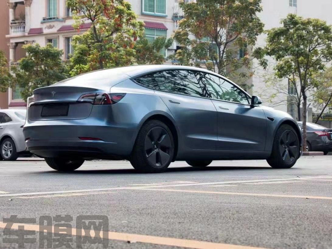 特斯拉Model3 电光风暴蓝改色膜 效果图