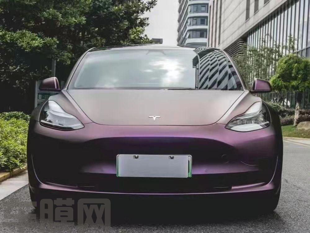 特斯拉Model Y 超哑黑比诺紫改色膜 效果图
