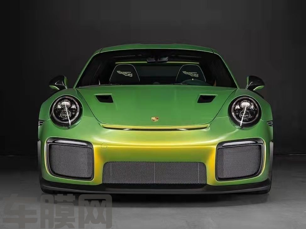 保时捷GT2 RS PET蟒蛇绿改色膜 效果图