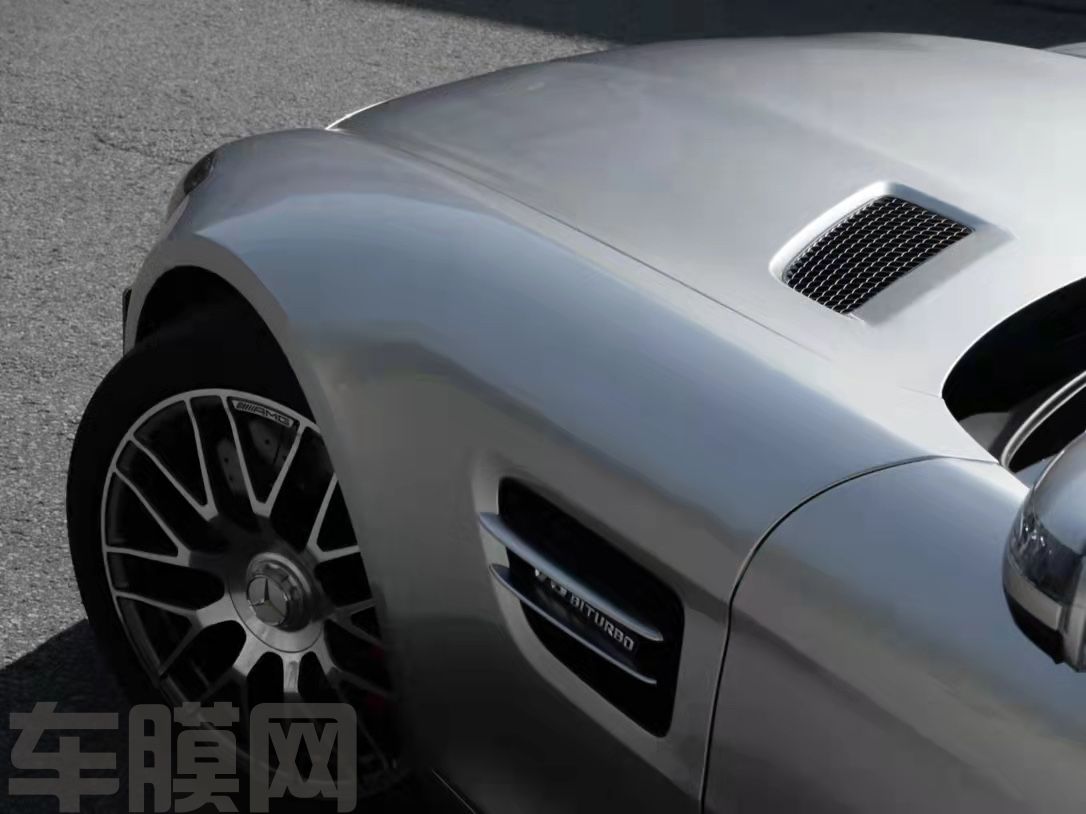 奔驰AMG GTS 液态金属GT银改色膜 效果图