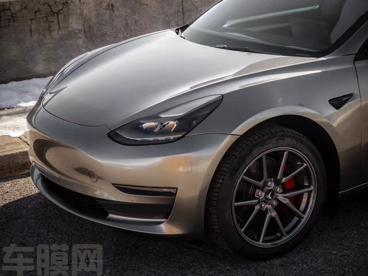 特斯拉Model3 液态金属银改色膜 效果图