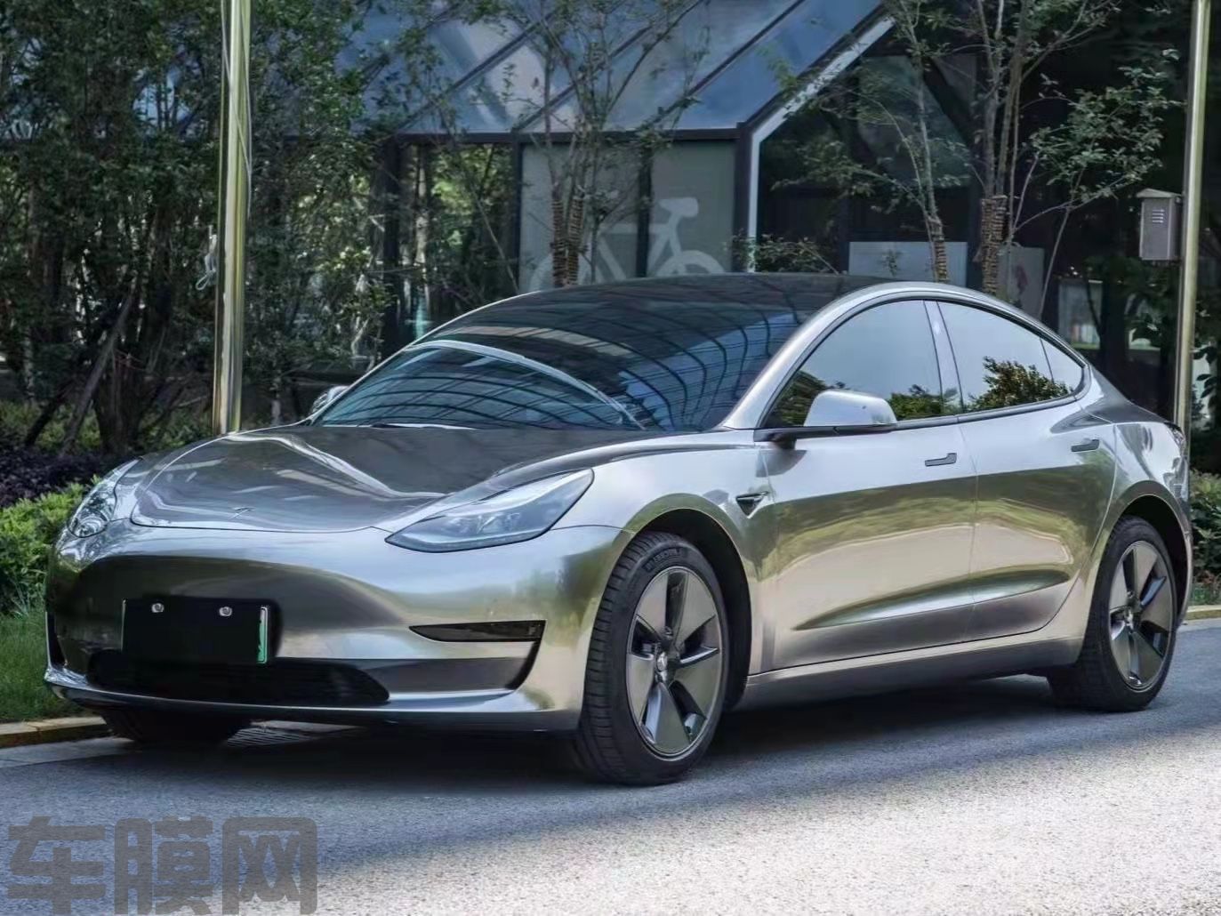 特斯拉Model 3 液态金属银改色膜 效果图