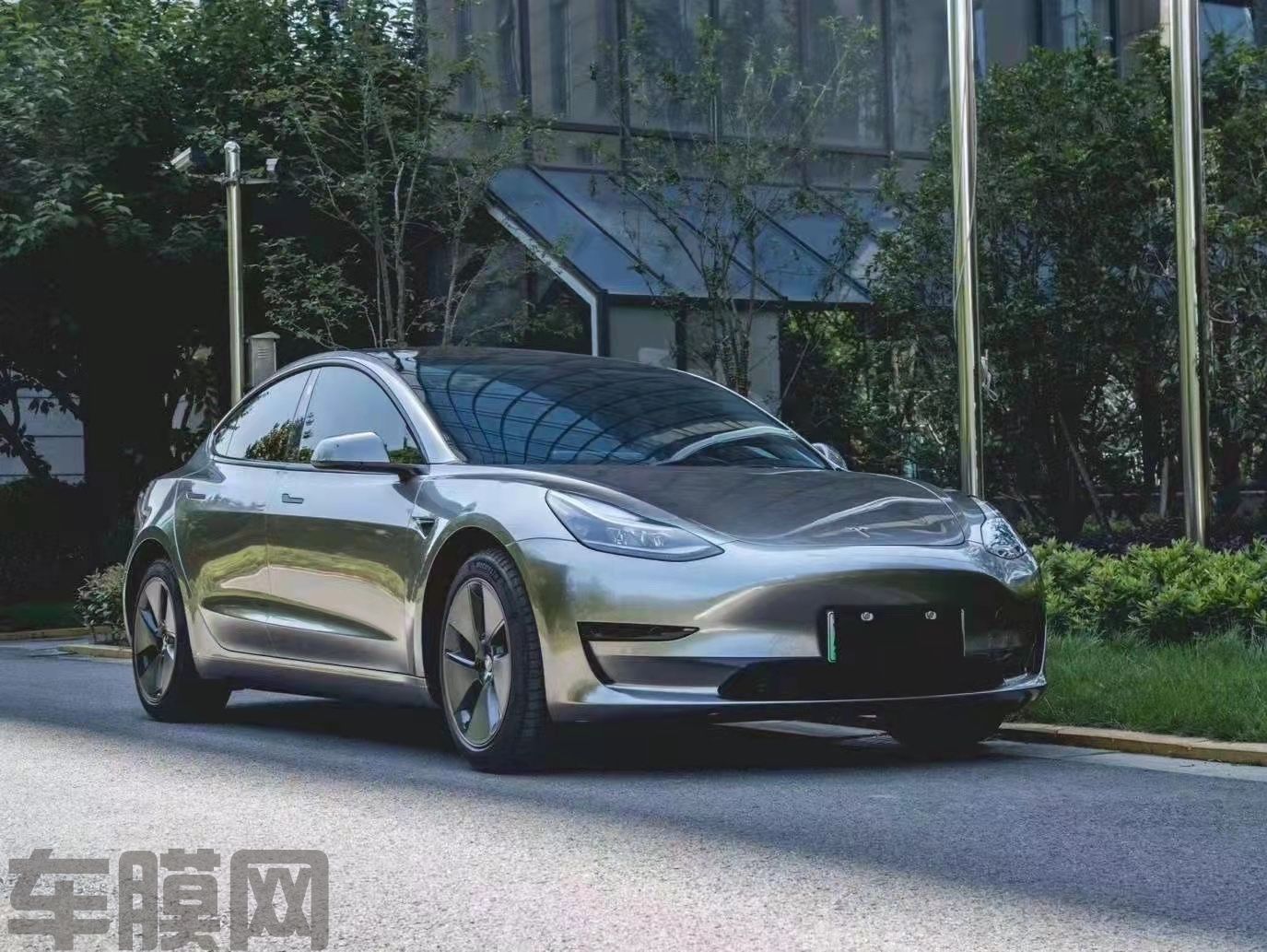 特斯拉Model 3 液态金属银改色膜 效果图