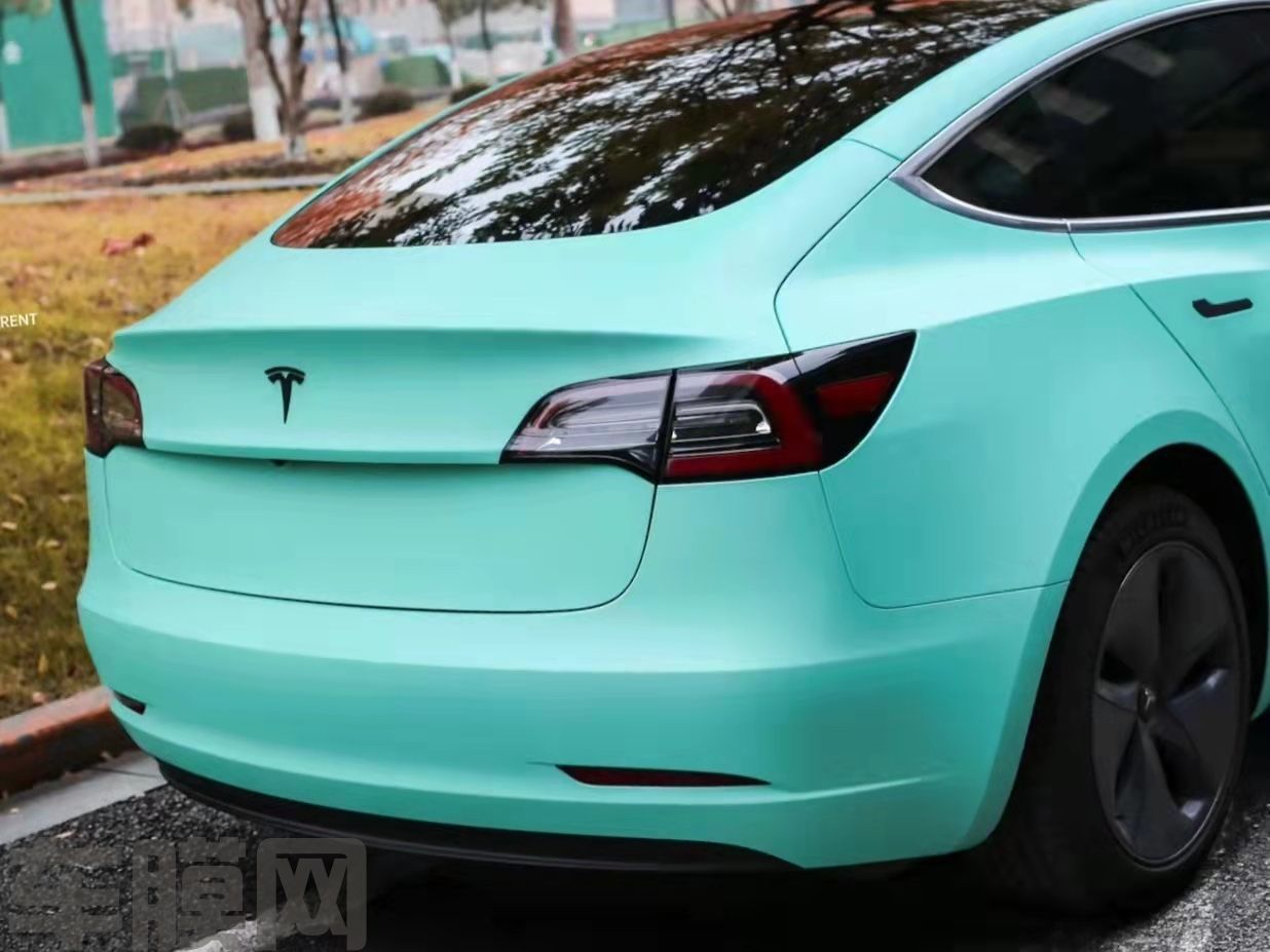 特斯拉Model3 消光蒂芙尼蓝改色膜 效果图