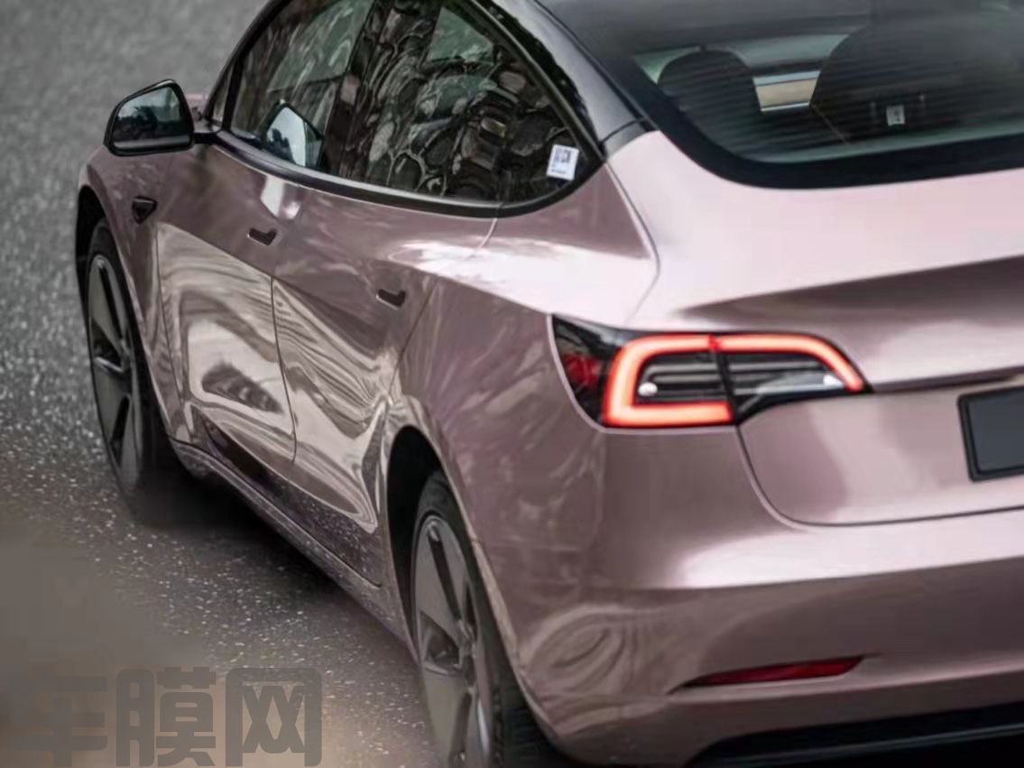 特斯拉Model3 冰莓粉改色膜 效果图
