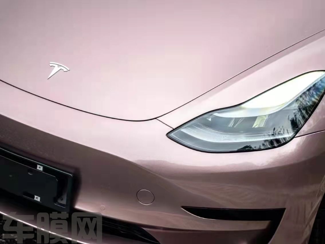 特斯拉Model3 冰莓粉改色膜 效果图