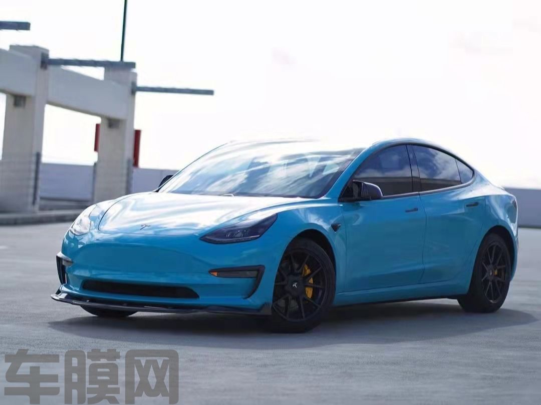 特斯拉Model3 迈阿密蓝改色膜 效果图