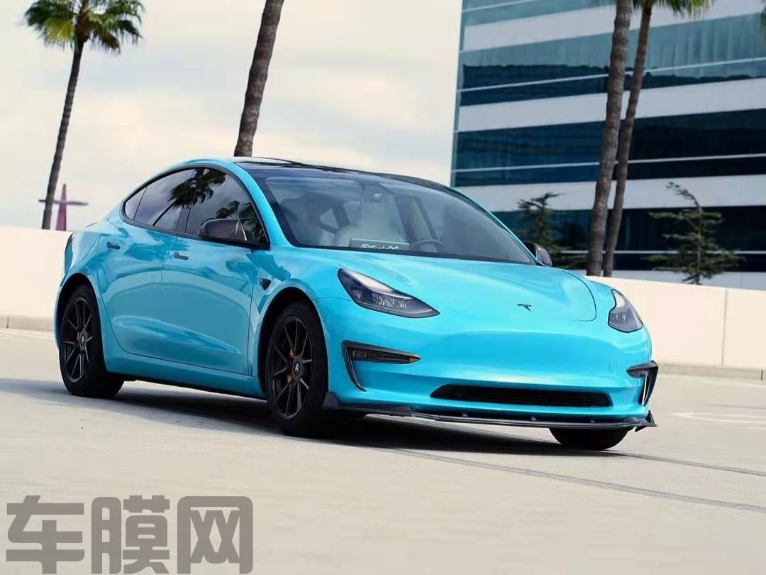 特斯拉Model3 迈阿密蓝改色膜 效果图