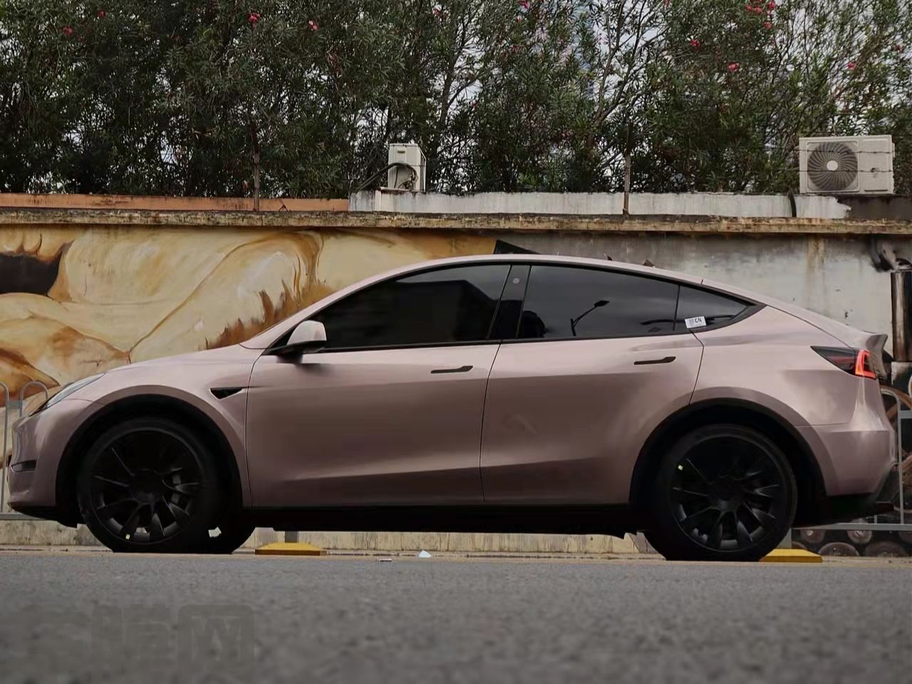 特斯拉Model Y 冰莓粉改色膜 效果图