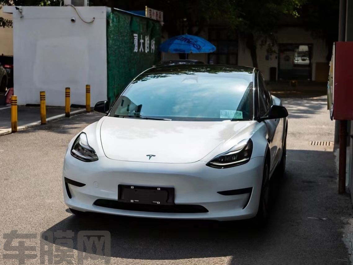 特斯拉Model 3 珠光白改色膜 效果图