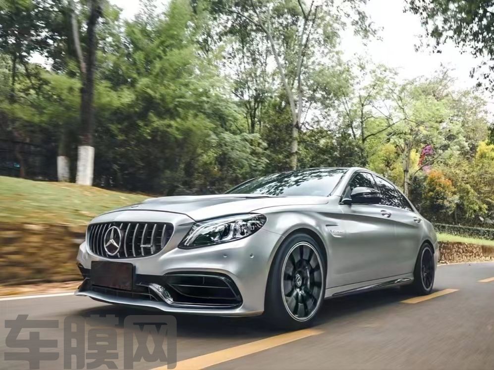 奔驰AMG C63 电光金属钛银改色膜 效果图