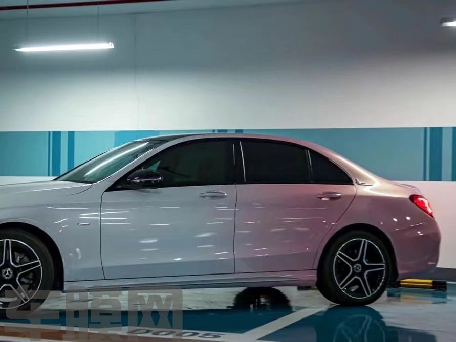 奔驰C260L 白粉渐变改色膜 效果图