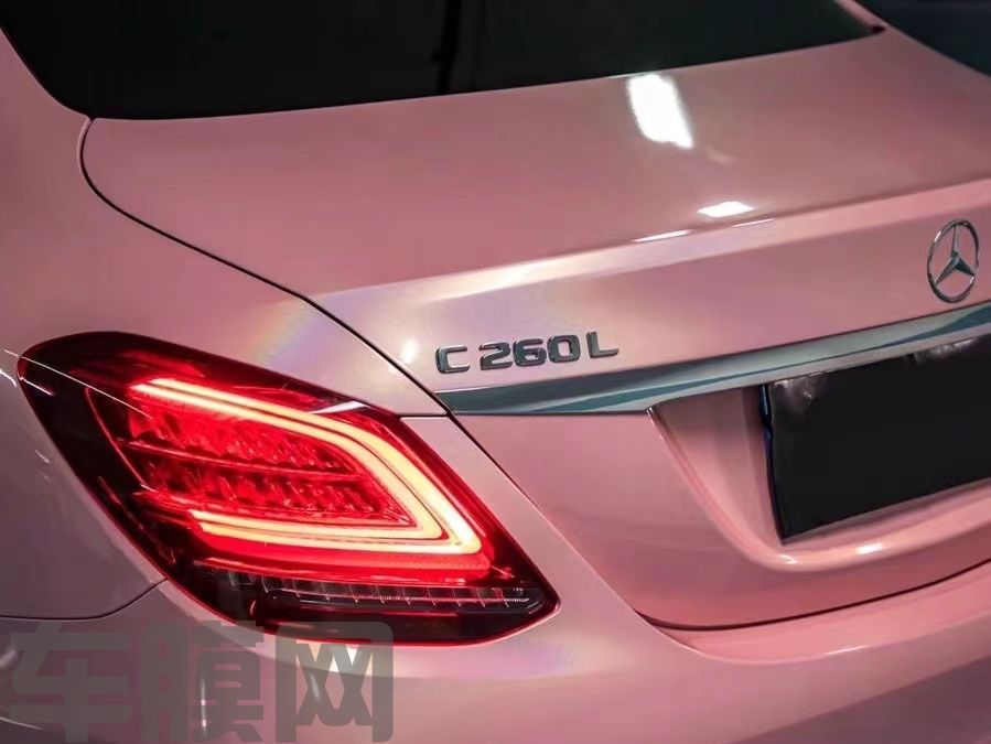 奔驰C260L 白粉渐变改色膜 效果图