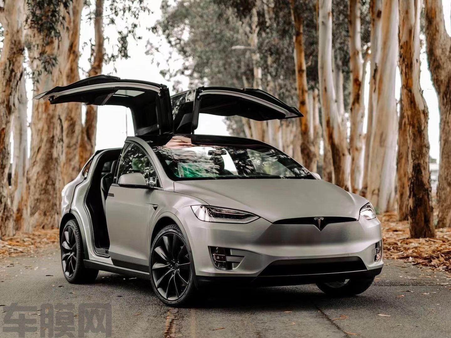 特斯拉Model X 消光铝水银改色膜 效果图