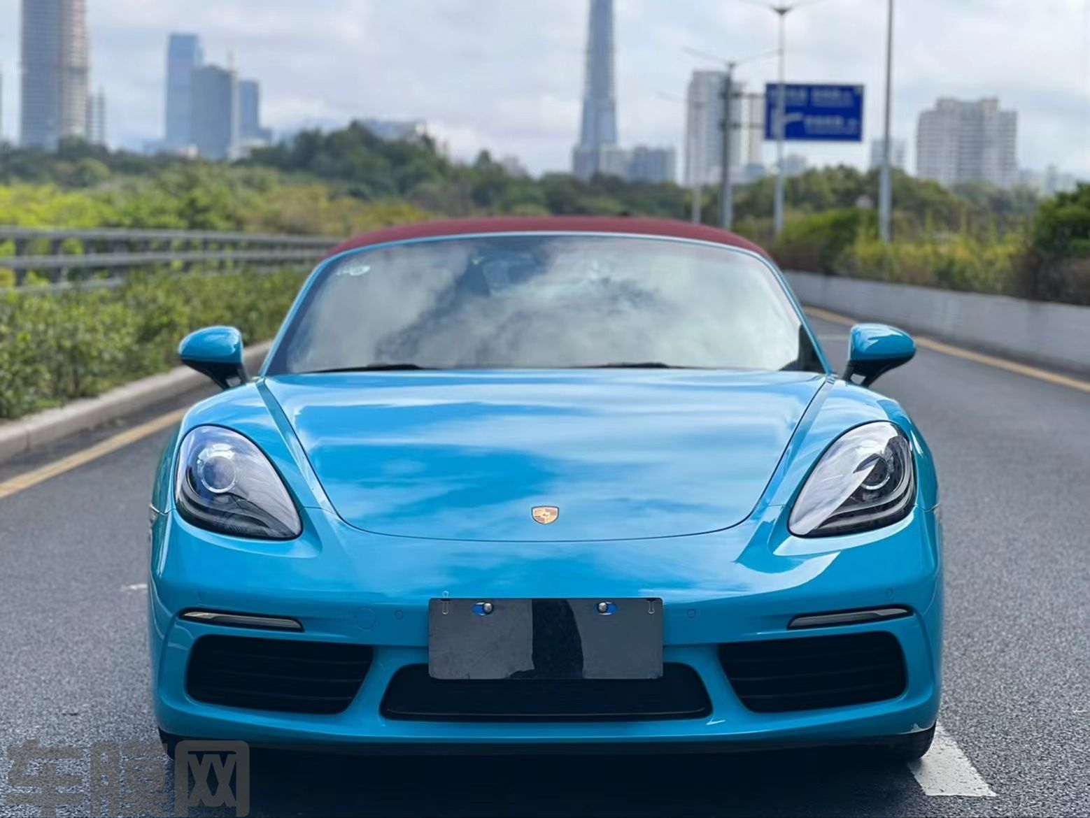 保时捷718 迈阿密蓝改色膜 效果图