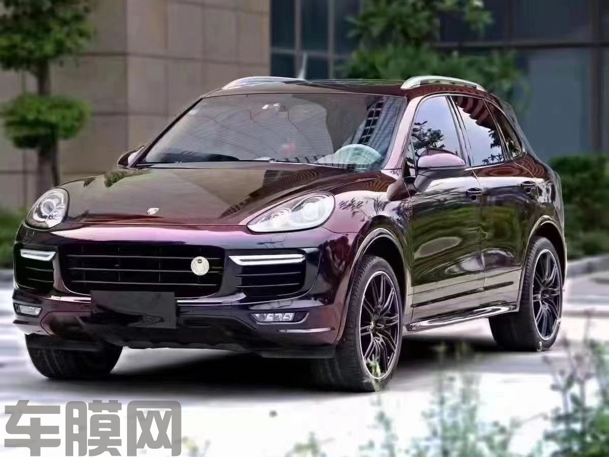 保时捷 黑魅红改色膜 效果图