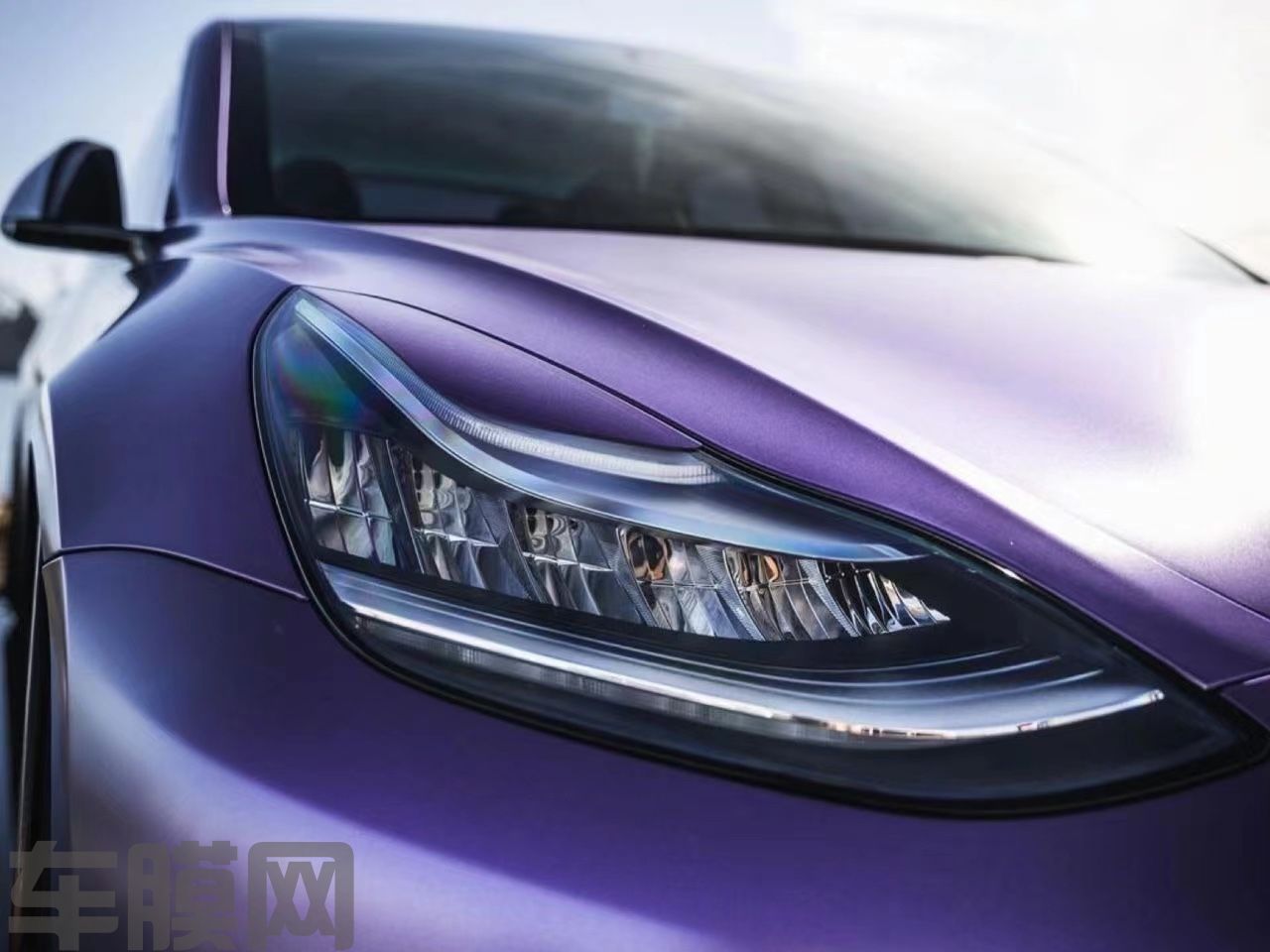 特斯拉Model 3 绸缎紫改色膜 效果图