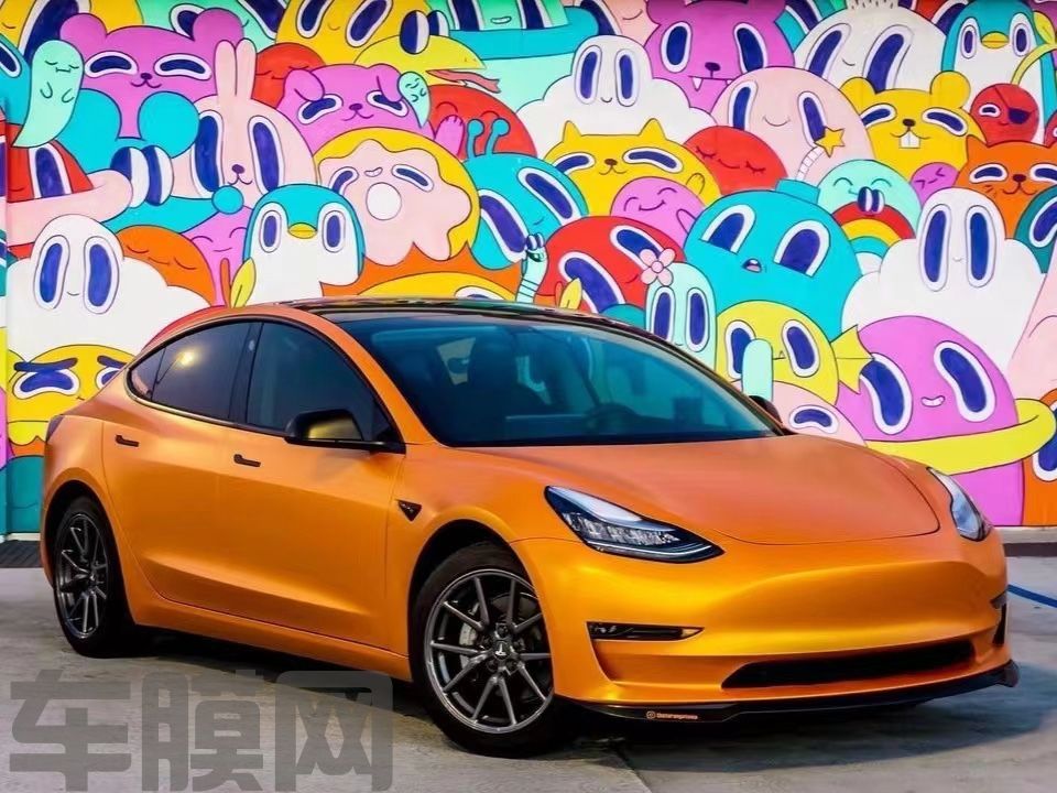 特斯拉Model 3 电光金属铜改色膜 效果图