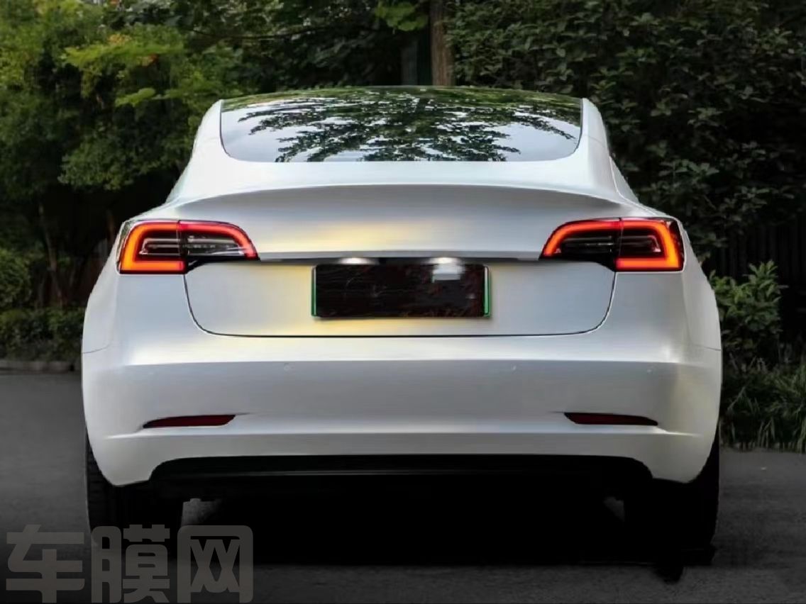 特斯拉Model3 哑面白变金改色膜 效果图