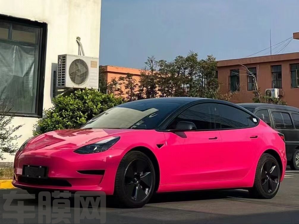 特斯拉Model 3 甜菜根紫改色膜 效果图