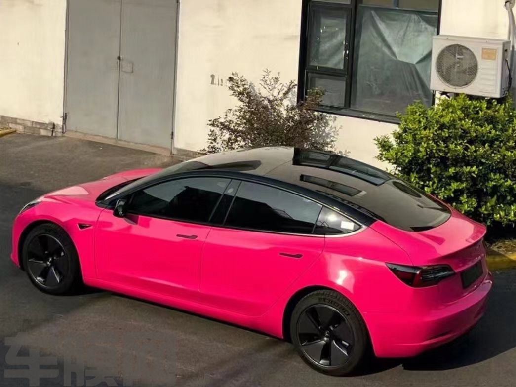 特斯拉Model 3 甜菜根紫改色膜 效果图