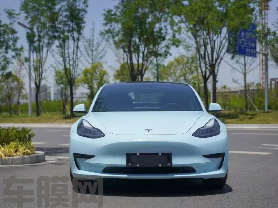 特斯拉Model 3 冰川蓝改色膜 效果图