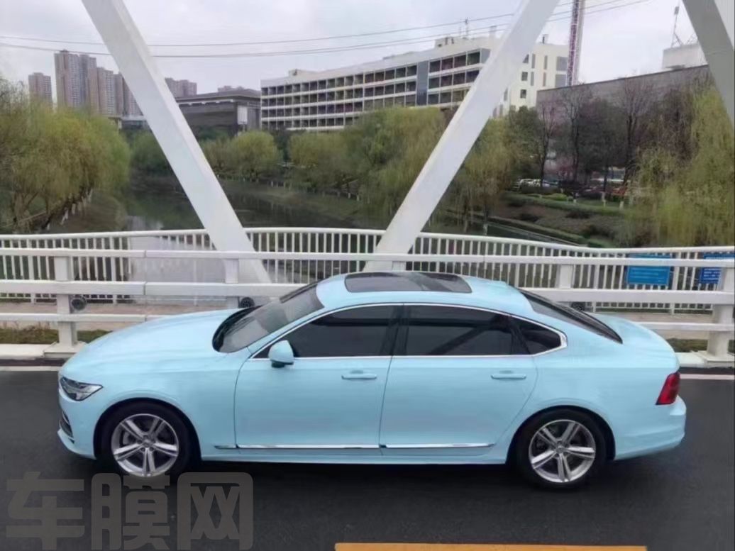 沃尔沃S90 冰川蓝改色膜 效果图
