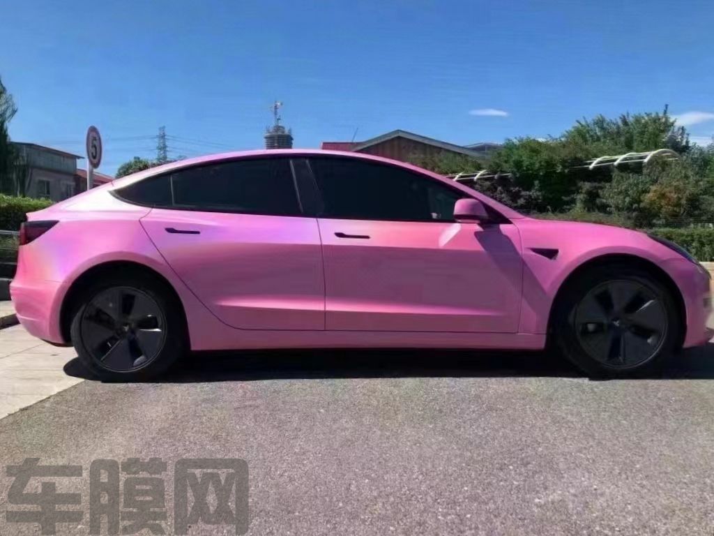 特斯拉Model 3 七彩镭射粉改色膜 效果图