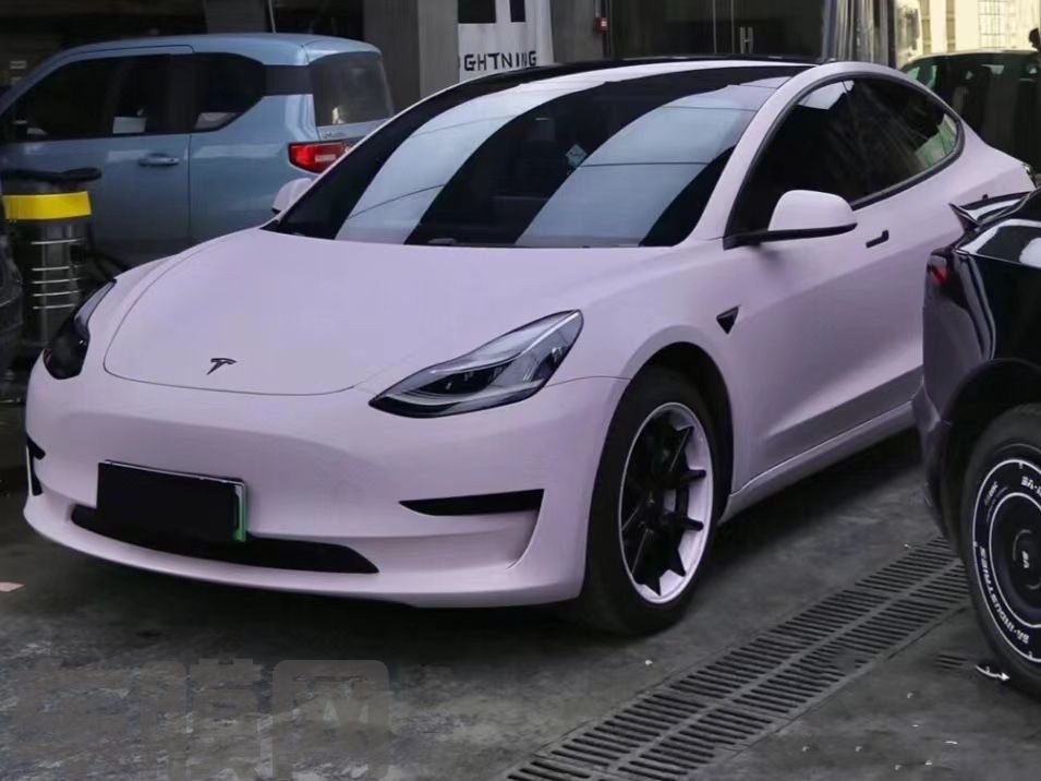 特斯拉Model 3 玫瑰水粉改色膜 效果图