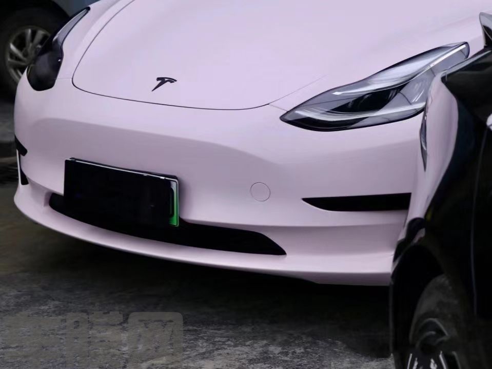 特斯拉Model 3 玫瑰水粉改色膜 效果图