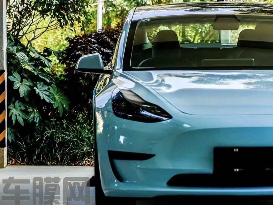 特斯拉Model 3 冰川蓝改色膜 效果图