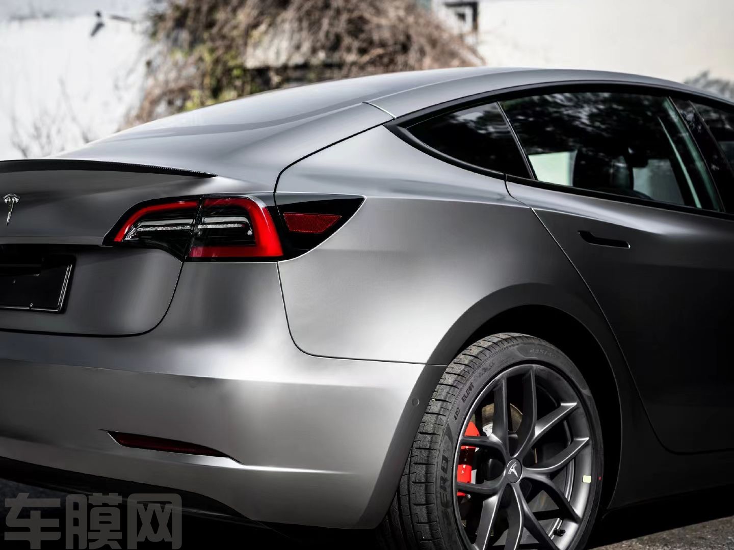 特斯拉Model3 哑面液态金属银改色膜 效果图 