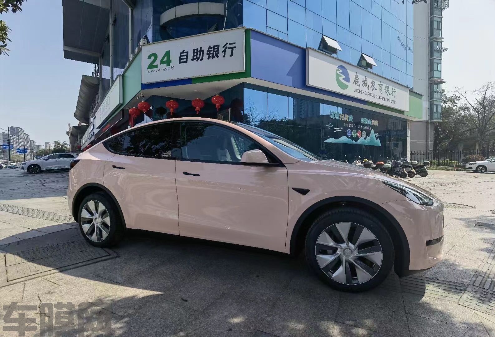 特斯拉Model Y 贝壳粉改色膜 效果图