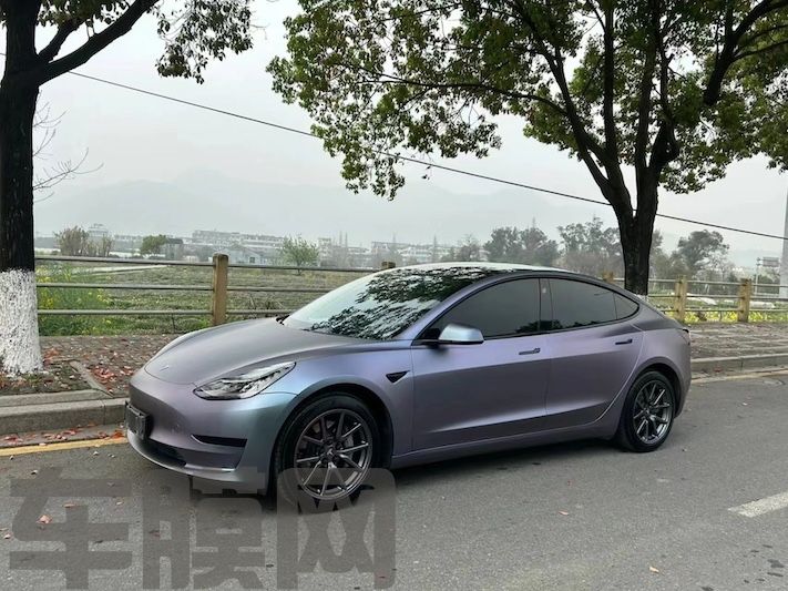 特斯拉Model 3 卡普里灰紫改色膜 效果图