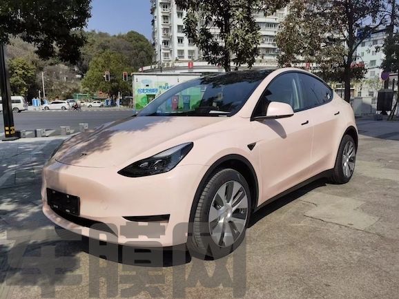 特斯拉Model Y 贝壳粉改色膜 效果图