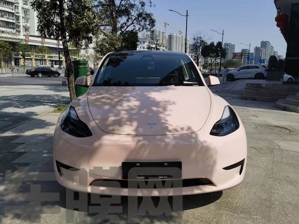 特斯拉Model Y 贝壳粉改色膜 效果图