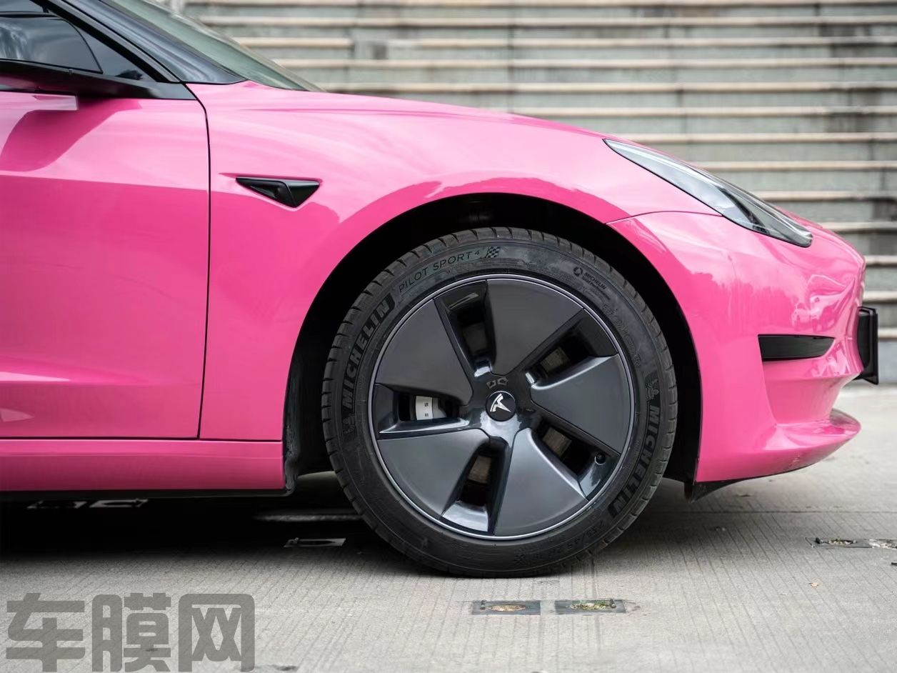 特斯拉Model 3 甜菜根紫改色膜 效果图