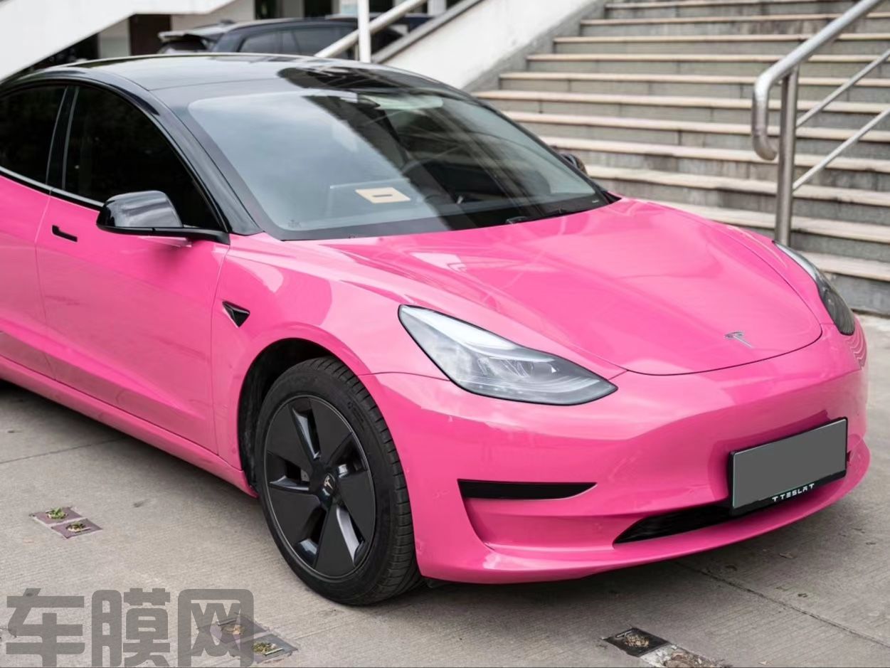 特斯拉Model 3 甜菜根紫改色膜 效果图