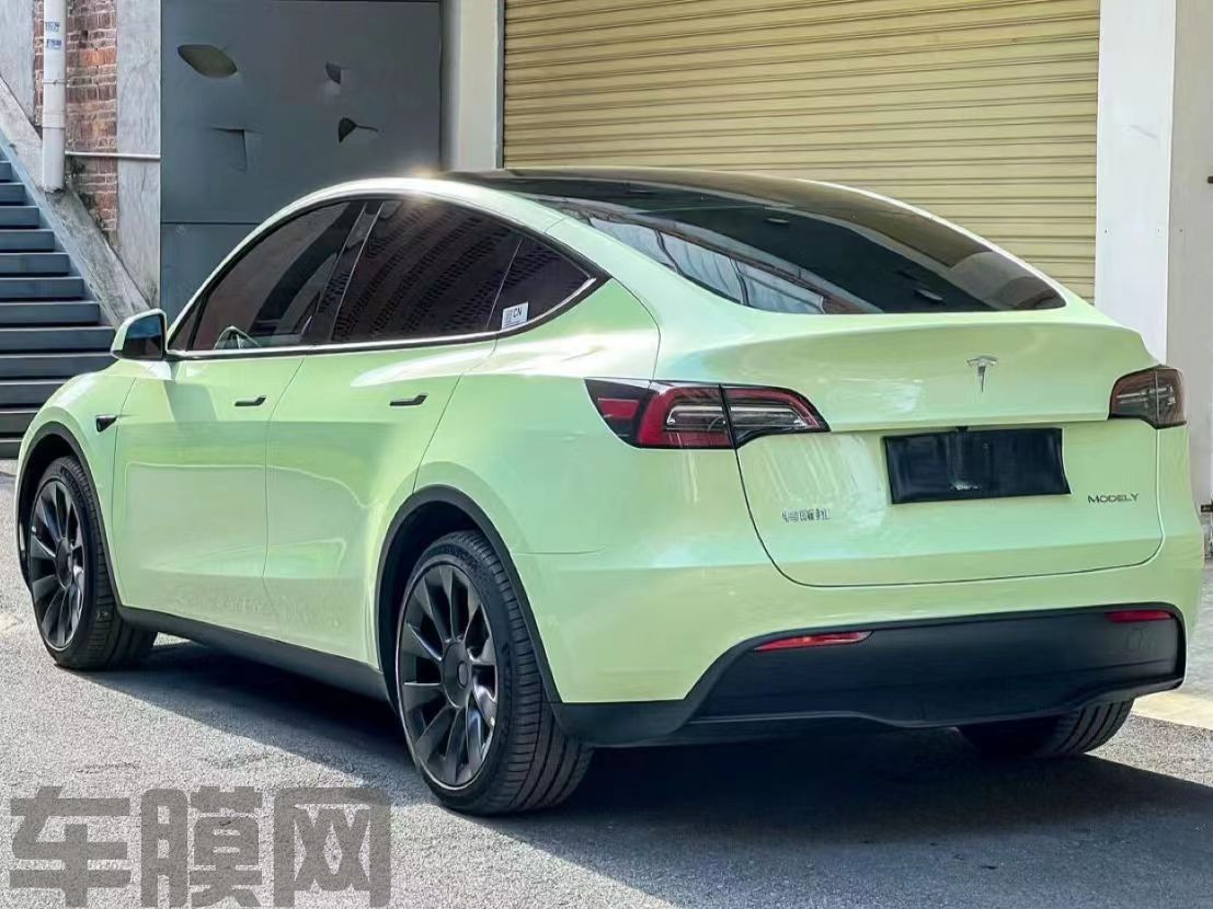 特斯拉Model Y 牛油果绿改色膜 效果图