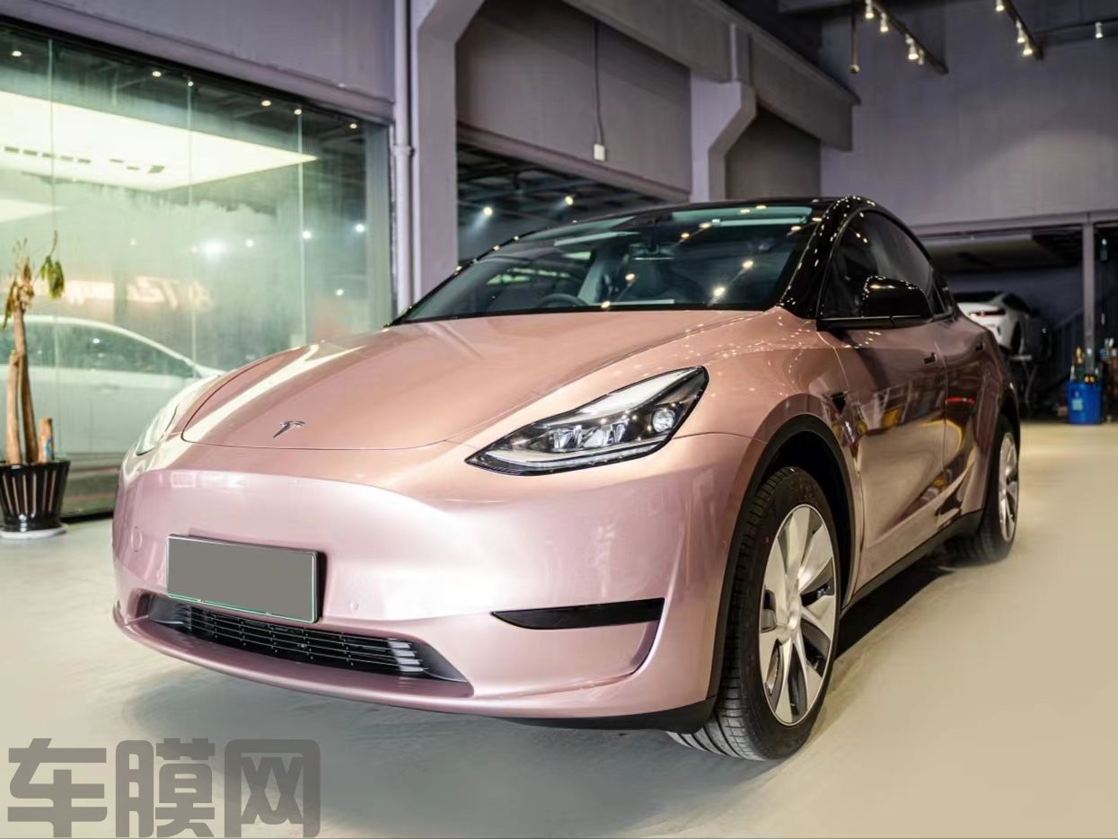 特斯拉Model Y 水晶冰莓粉改色膜 效果图